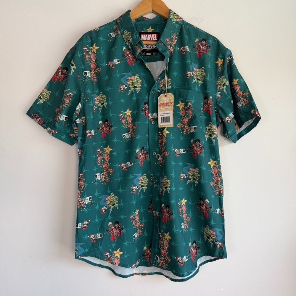 RSVLTS Guardians of the Galaxy Rocket Around the Tree Shirt Large Short Sleeve